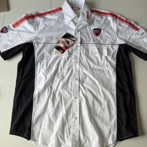 Ducati Corse Men's L White Button Down Short Sleeve Racing Shirt